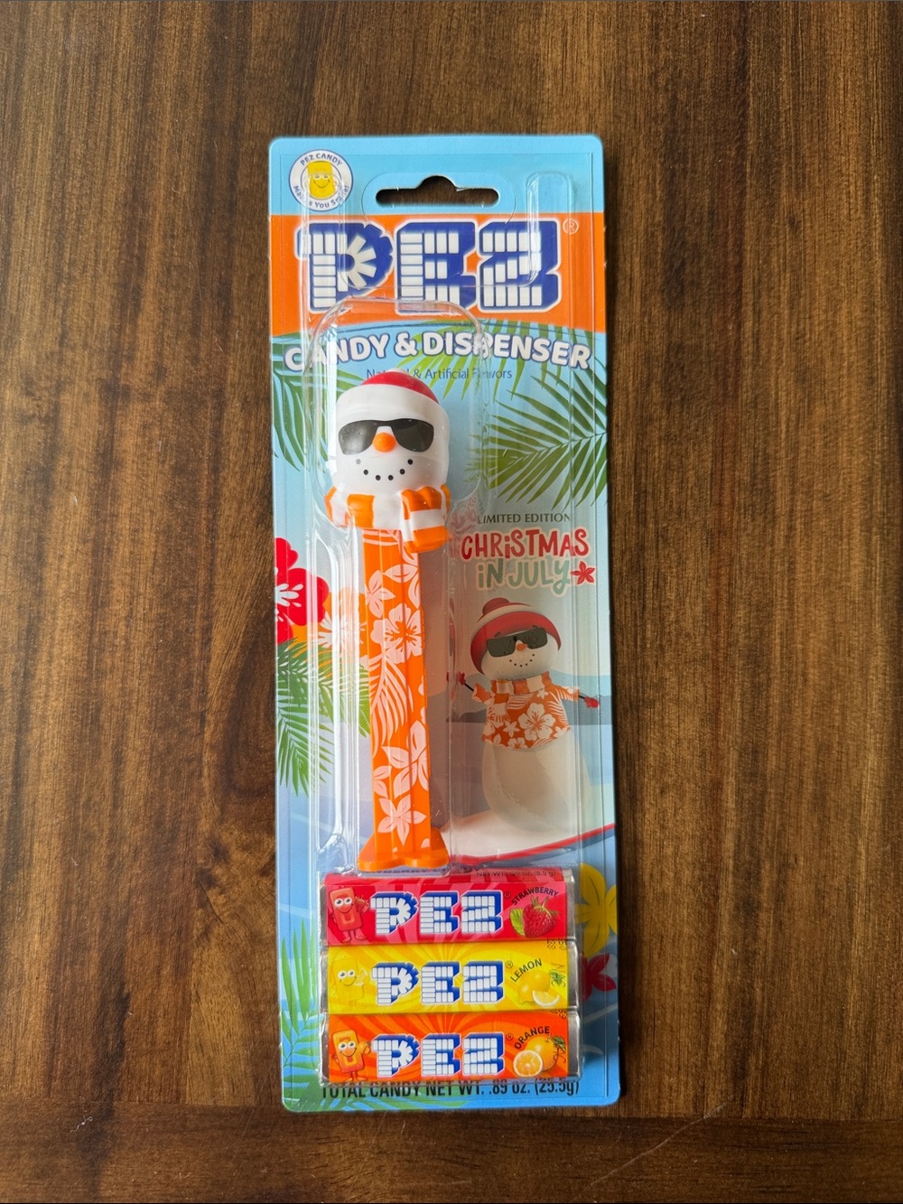 PEZ Limited Edition Orange Christmas in July Snowman Candy Dispenser
